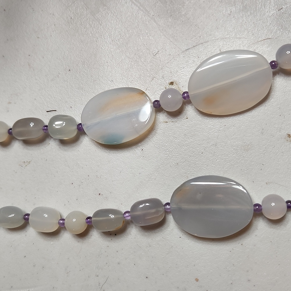 30" Mother of pearl necklace and bracelet, 925 sterling hardware - Picture 3 of 4